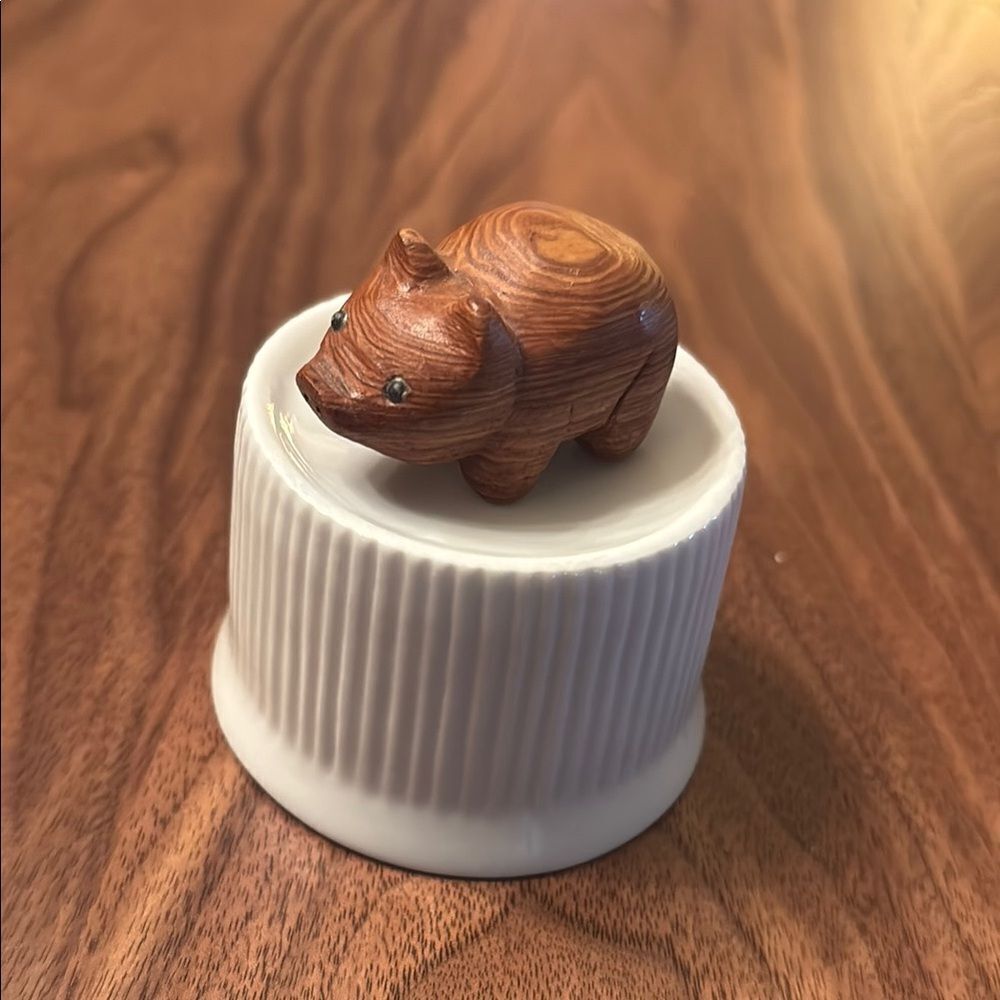 Vintage Hand Carved Miniature Pig - 1983